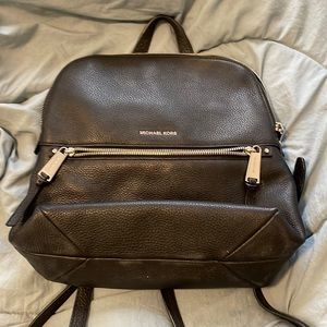 Michael kors black leather backpack